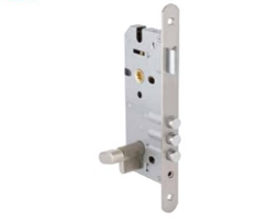 CERRADURA EMB. 301 EX SS, PARA ESPESORES DE PUERTAS 35 A 50MM.  RESISTENCIA A LA CORROSIÓN, BACKSET 45MM, FRONTAL CURVO DE ACERO INOXIDABLE, PICAPORTE REVESIBLE